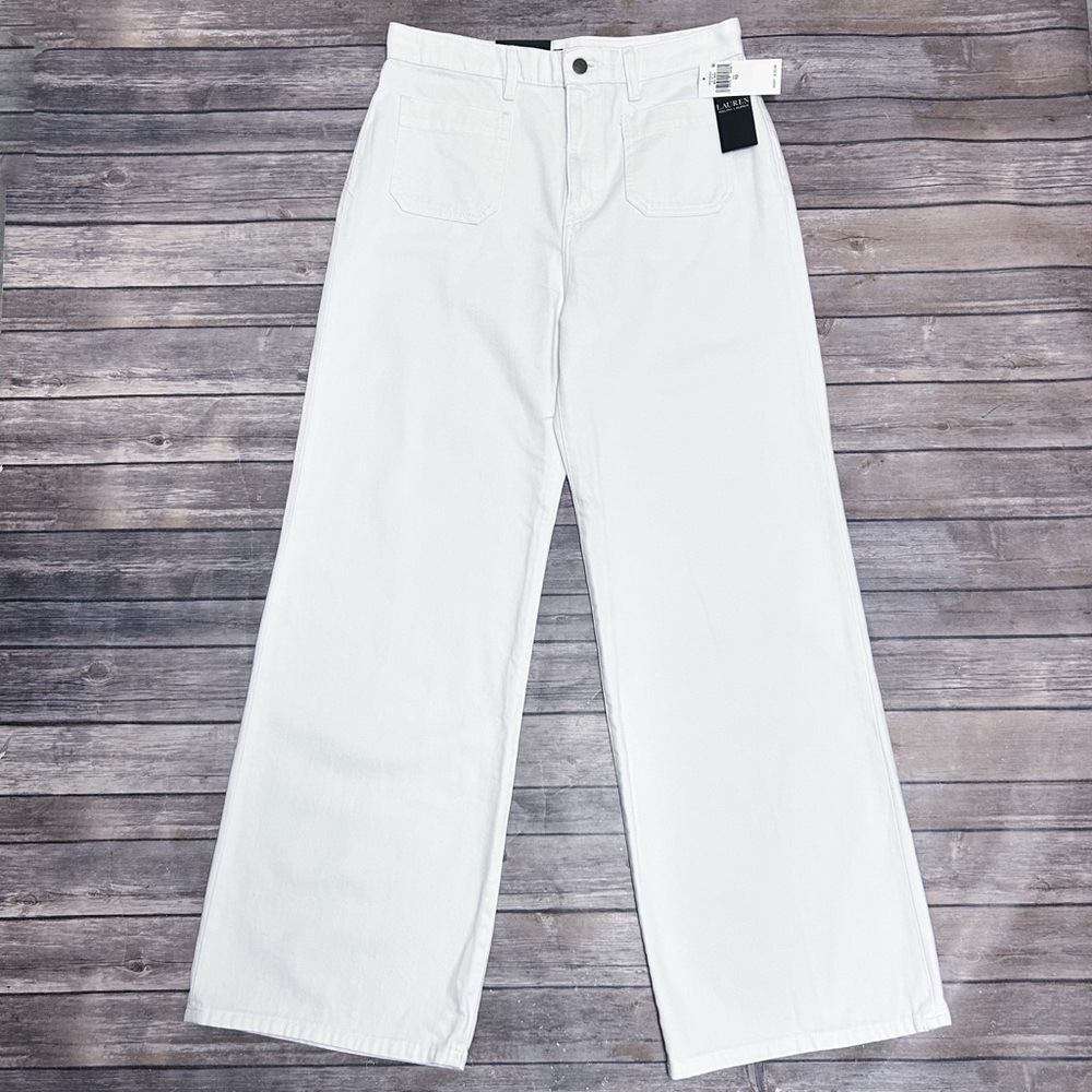 Lauren Ralph Lauren Wide High Rise Wide Leg Patch Pockets Jeans 10 New 32 Inseam